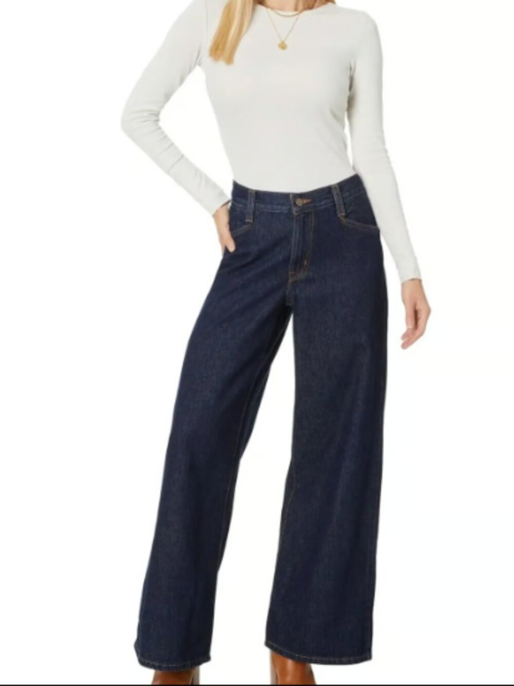 FREE PEOPLE LEVIS 94' BAGGY WIDE LEG JEANS DARK INDIGO JEANS NWOT 24 W